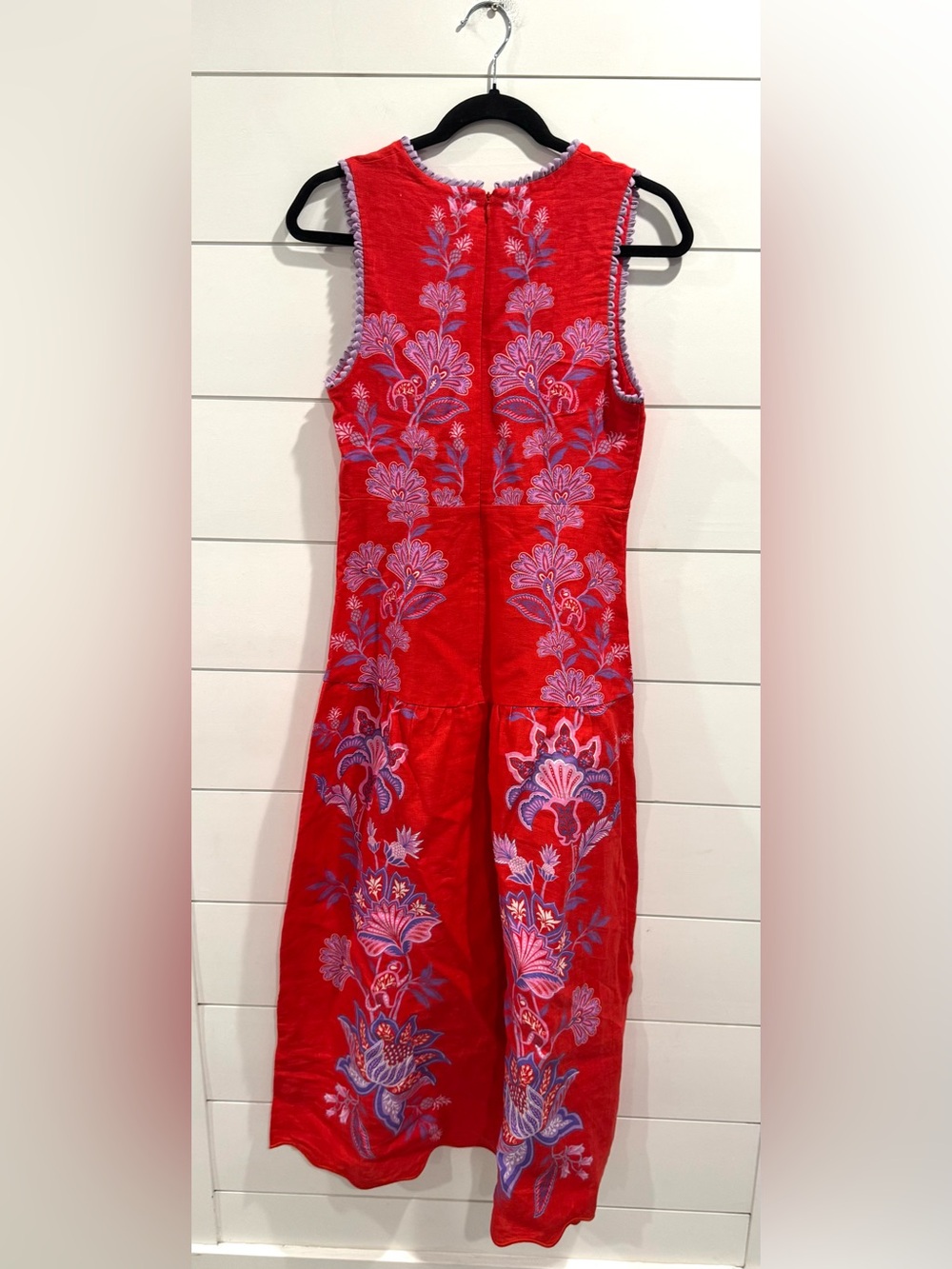 NWT Farm Rio Porcelain garden red linen midi dress - Picture 9 of 12